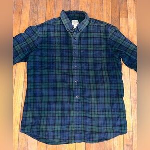 L.L. Bean Men's Casual Green and Blue Checkered Shirt